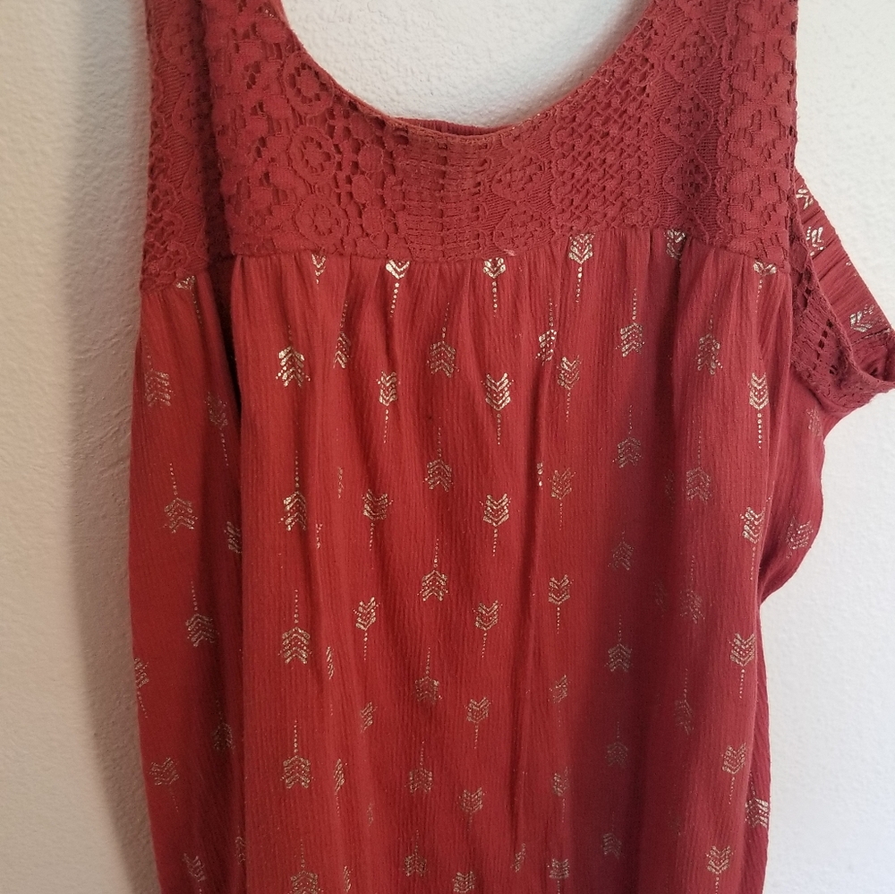 Maurice's baby doll tank, dusty brick color
